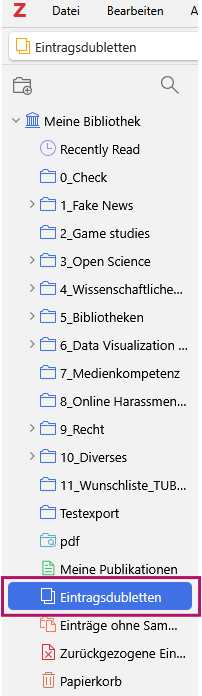 Eintragsdubletten bereinigen