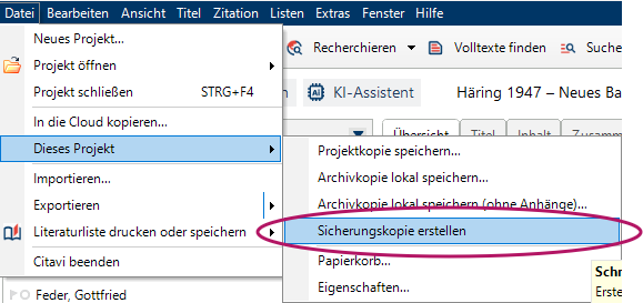 Sicherungskopie erstellen
