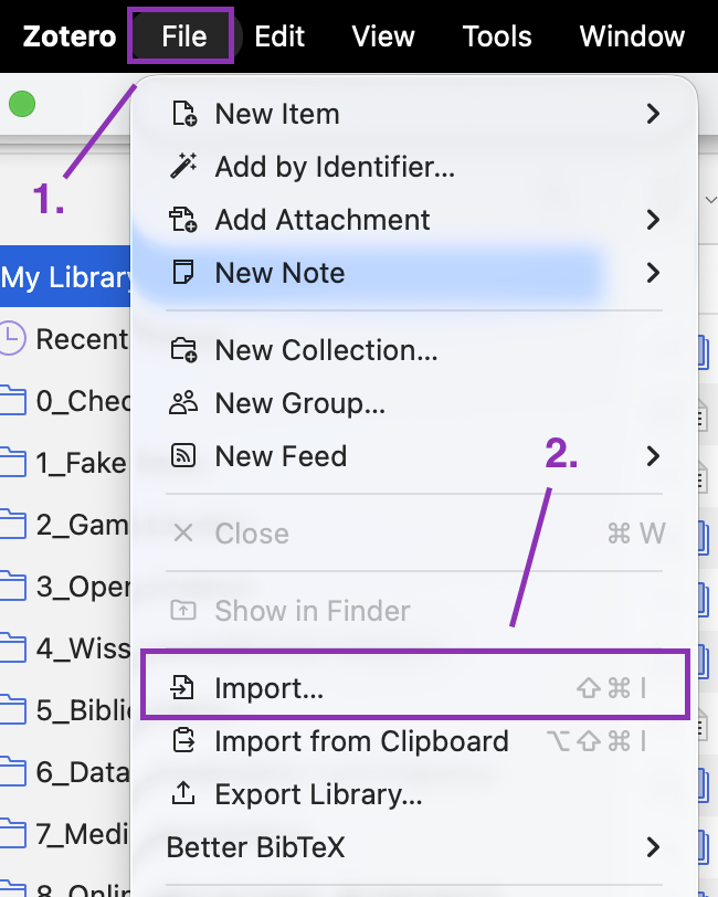 Import in Zotero