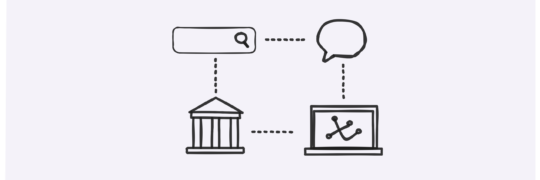 Illustration of connected search, communication and digital information