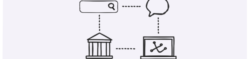 Illustration of connected search, communication and digital information