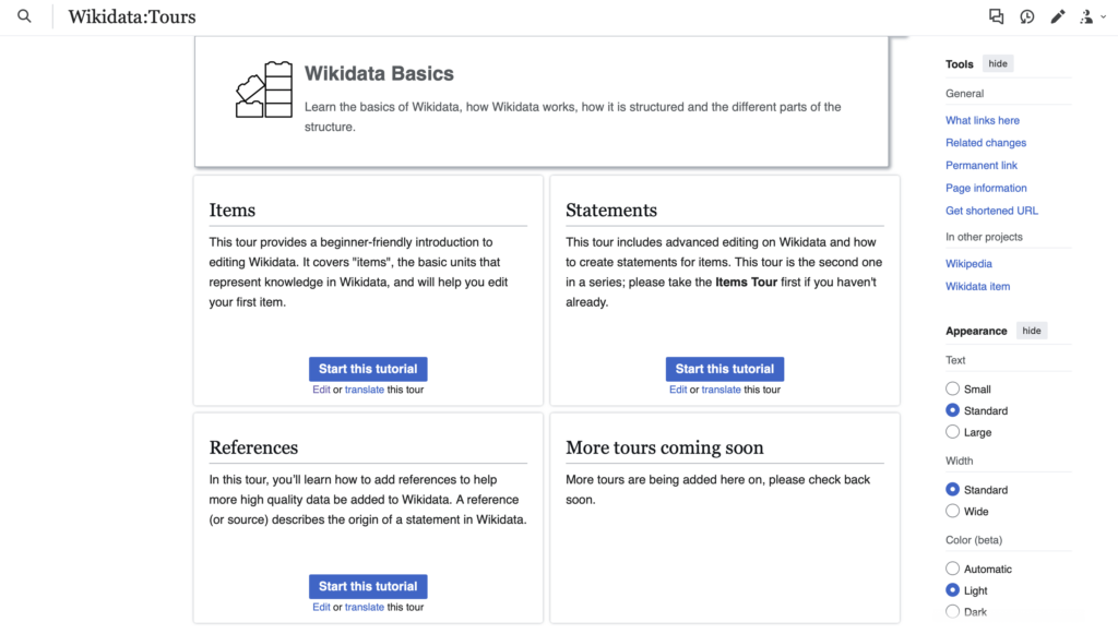 Wikidata Tour Interface