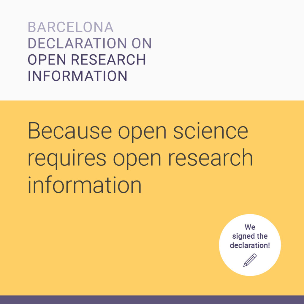 Barcelona Decleration on Open Research Information, We signed, because open science requires open research information