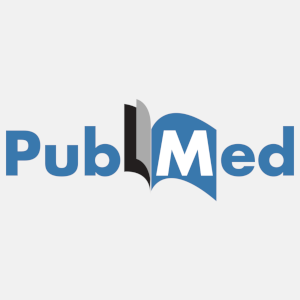 Logo von PubMed mit Hinweis auf das eingetragene Warenzeichen. Bild nicht unter freier Lizenz.